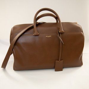 SAINT LAURENT - HAVENE BROWN LEATHER DUFFLE 8